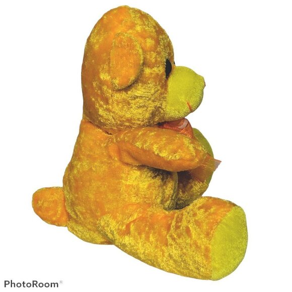 Kellytoy Orange Teddy Bear Plush with Bow 7.25" - Picture 2 of 6